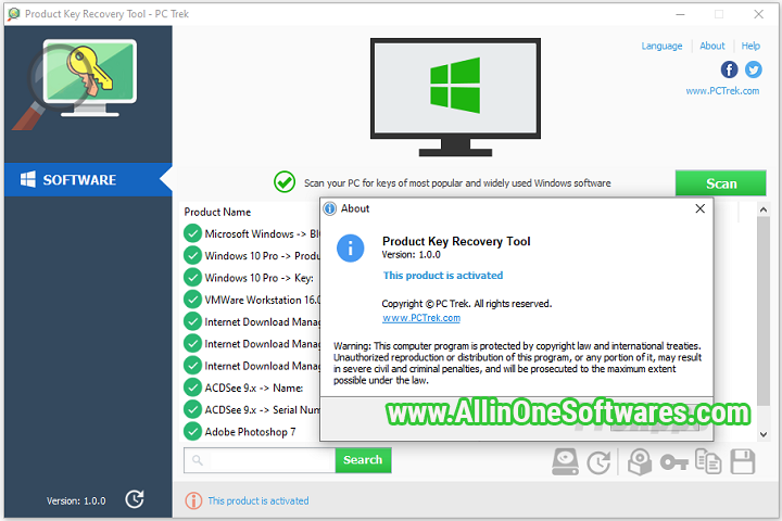 Product Key Recovery Tool v1.0.0 free download with patch